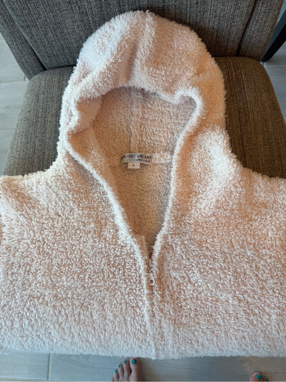 Barefoot Dreams Plush Hooded Zip Cardigan - Light Pink